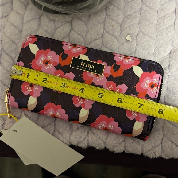 Trina Turk Pink and Navy Floral Tote with matching wallet set - Picture 14 of 15